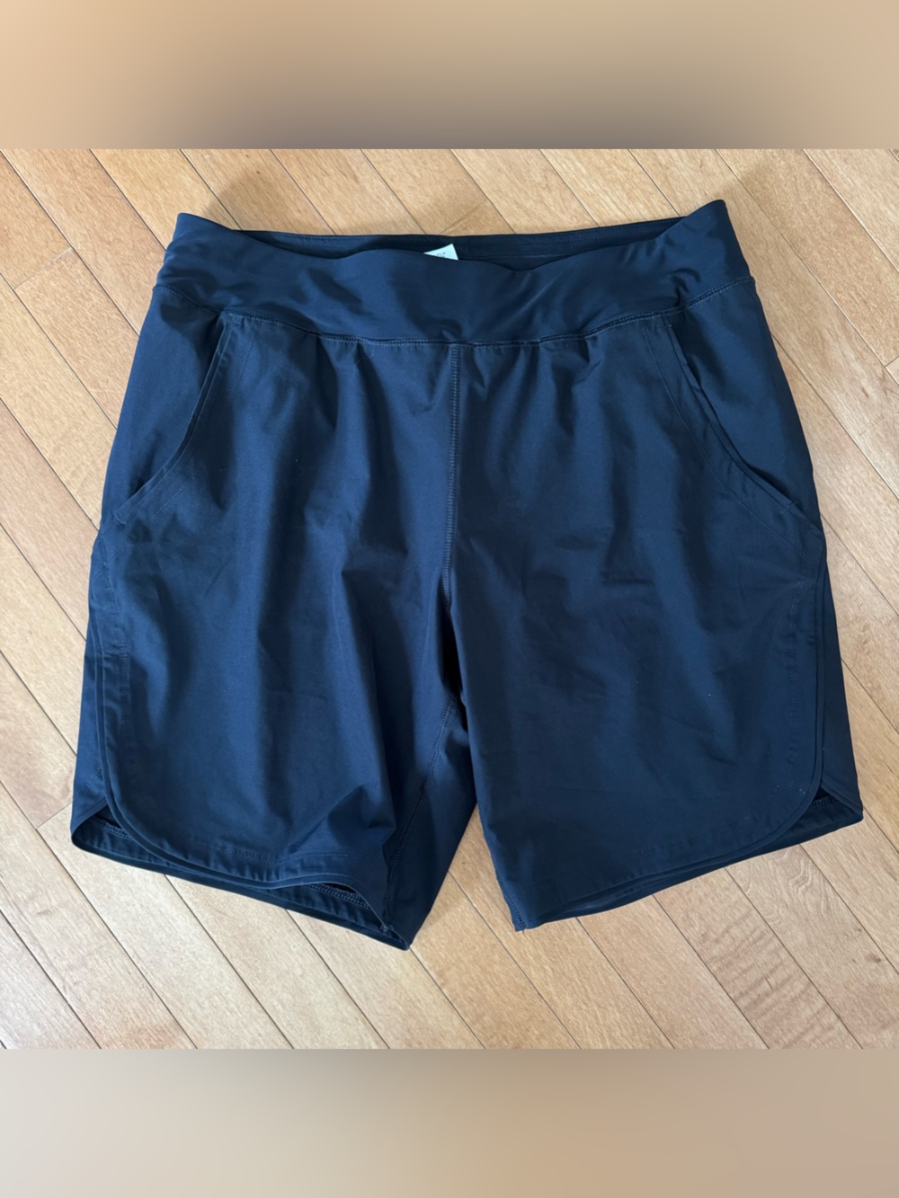 LANDS’ END Size 14 Black Longer Length Quick Dry Swimsuit Swim Shorts